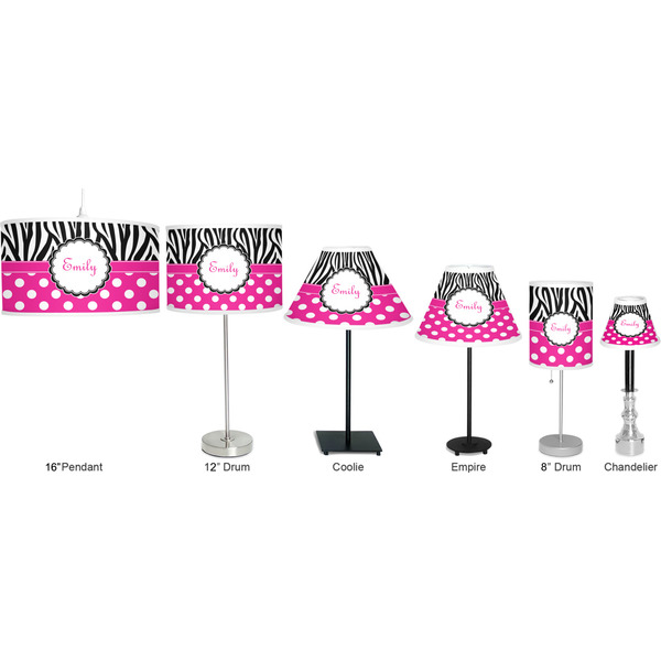 Zebra Print & Polka Dots Lamp Full View Size Comparison