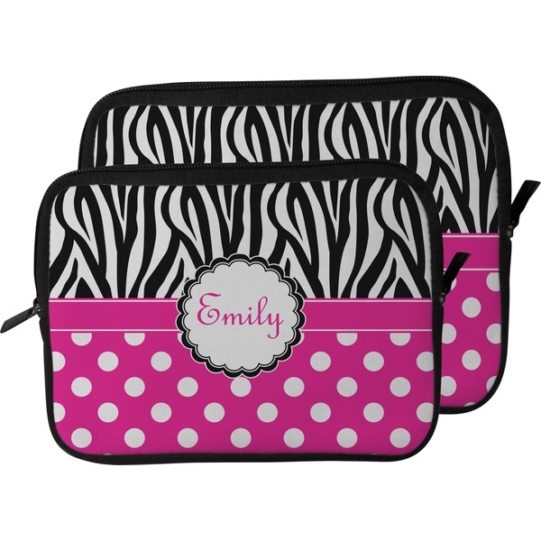 Zebra Print & Polka Dots Laptop Sleeve (Size Comparison)