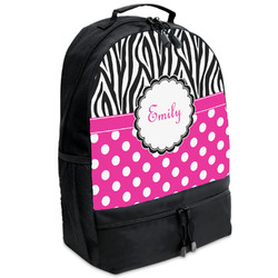 Zebra Print & Polka Dots Backpacks - Black (Personalized)