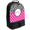 Zebra Print & Polka Dots Large Backpack - Black - Angled View