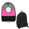 Zebra Print & Polka Dots Large Backpack - Black - Front & Back View