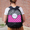 Zebra Print & Polka Dots Large Backpack - Black - On Back