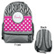 Zebra Print & Polka Dots Large Backpack - Gray - Front & Back View