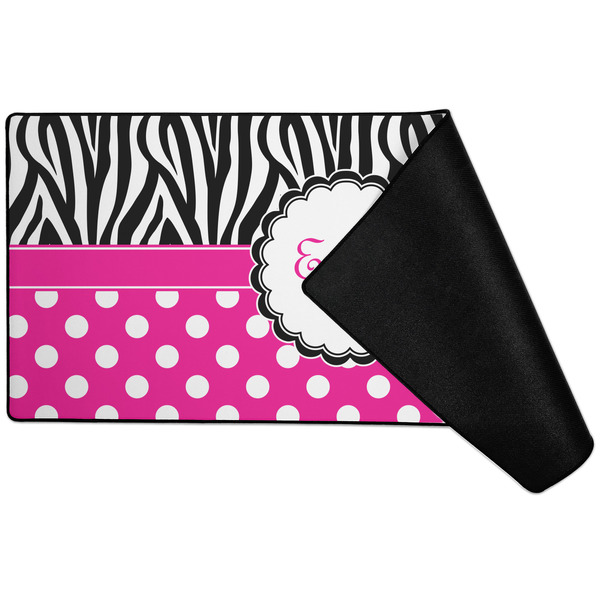 Zebra Print & Polka Dots Large Gaming Mats - FRONT W/ FOLD