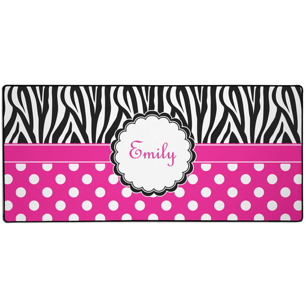 Custom Zebra Print & Polka Dots 3XL Gaming Mouse Pad - 35" x 16" (Personalized)