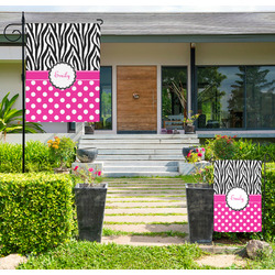 Zebra Print & Polka Dots Large Garden Flag - Single Sided (Personalized)