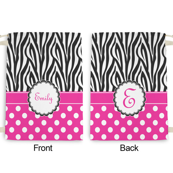 Zebra Print & Polka Dots Large Laundry Bag - Front & Back View