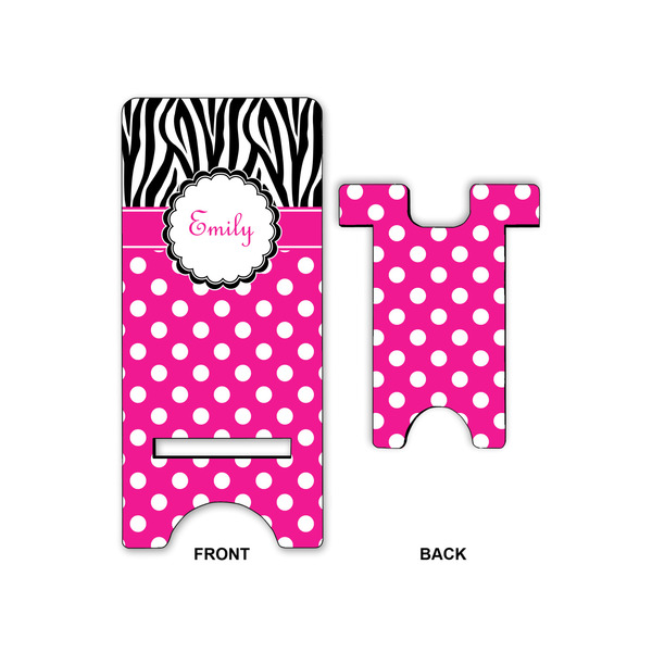 Zebra Print & Polka Dots Large Phone Stand - Front & Back