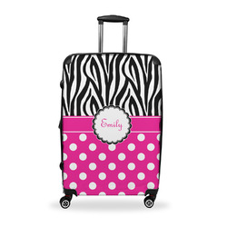 Zebra Print & Polka Dots Suitcase - 28" Large - Checked w/ Name or Text