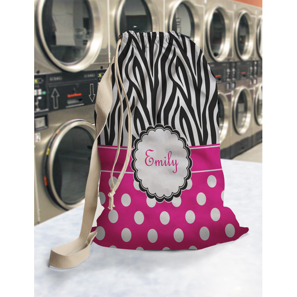 Zebra Print & Polka Dots Laundry Bag in Laundromat