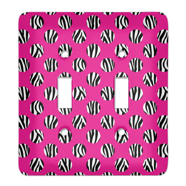 Custom Zebra Print & Polka Dots Light Switch Cover (2 Toggle Plate)