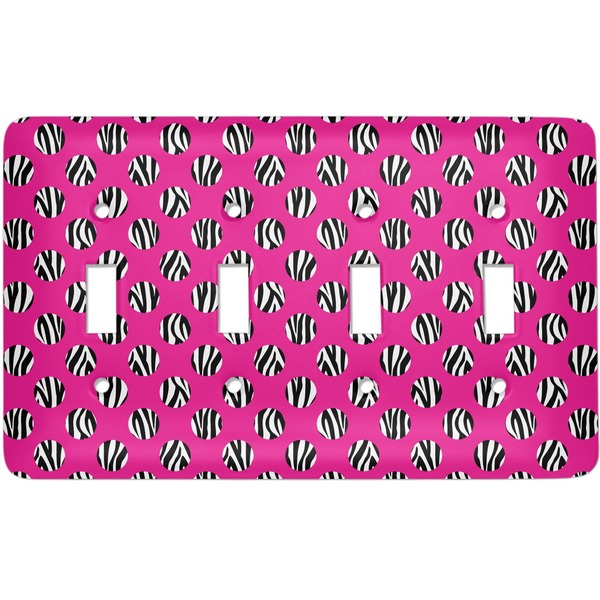 Custom Zebra Print & Polka Dots Light Switch Cover (4 Toggle Plate)