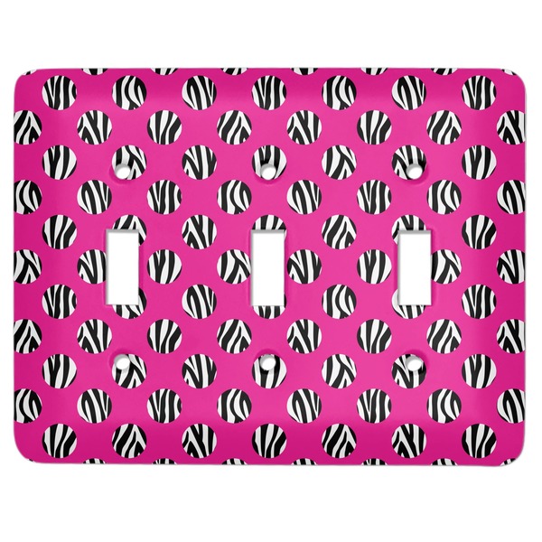 Custom Zebra Print & Polka Dots Light Switch Cover (3 Toggle Plate)