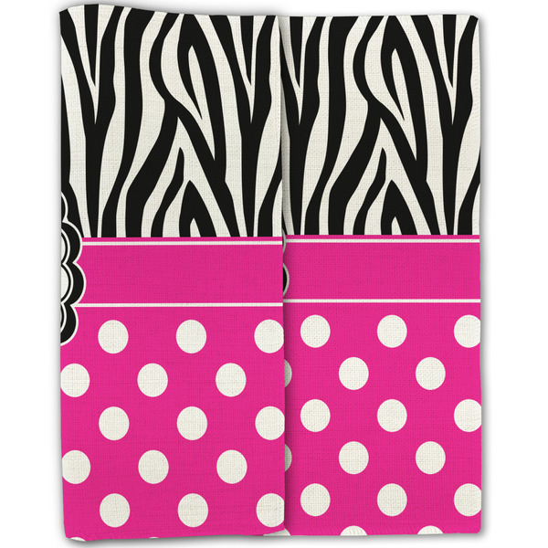 Zebra Print & Polka Dots Linen Placemat - Folded Half (double sided)