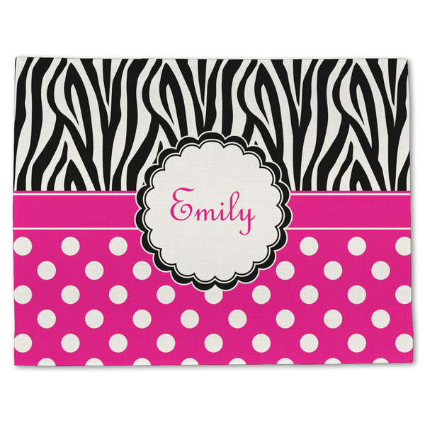 Zebra Print & Polka Dots Linen Placemat - Front