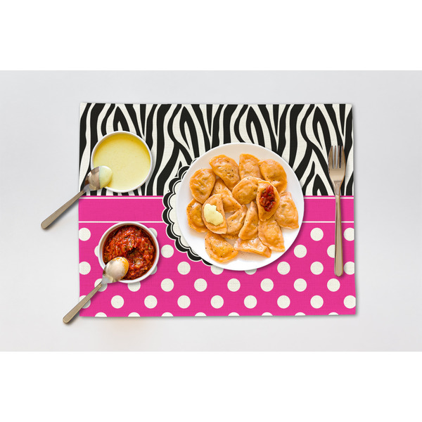 Zebra Print & Polka Dots Linen Placemat - Lifestyle (single)