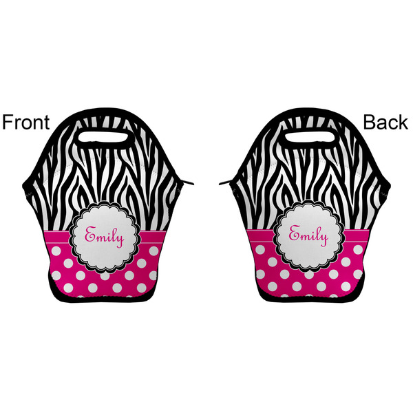 Zebra Print & Polka Dots Lunch Bag - Front and Back