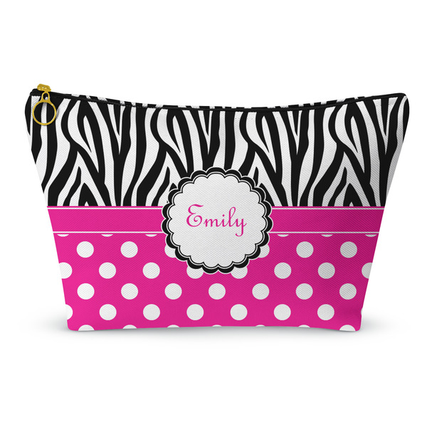 Custom Zebra Print & Polka Dots Makeup Bag (Personalized)