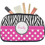 Zebra Print & Polka Dots Makeup / Cosmetic Bag - Medium (Personalized)