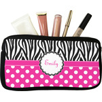 Zebra Print & Polka Dots Makeup / Cosmetic Bag - Small (Personalized)