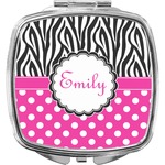 Zebra Print & Polka Dots Compact Makeup Mirror (Personalized)