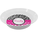 Zebra Print & Polka Dots Melamine Bowl (Personalized)