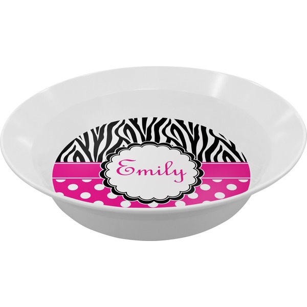 Custom Zebra Print & Polka Dots Melamine Bowl (Personalized)