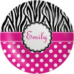Zebra Print & Polka Dots Melamine Plate (Personalized)