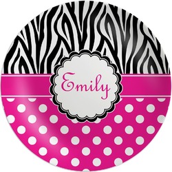 Zebra Print & Polka Dots Melamine Plate (Personalized)
