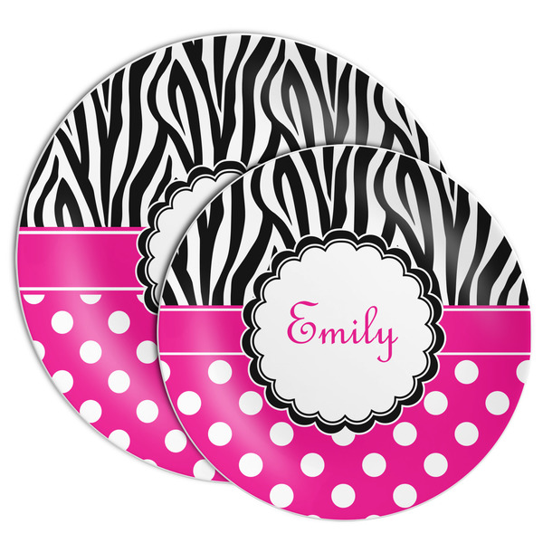 Zebra Print & Polka Dots Melamine Plates - PARENT/MAIN