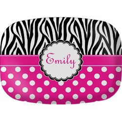 Zebra Print & Polka Dots Melamine Platter (Personalized)