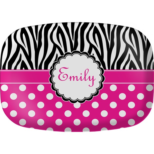 Custom Zebra Print & Polka Dots Melamine Platter (Personalized)