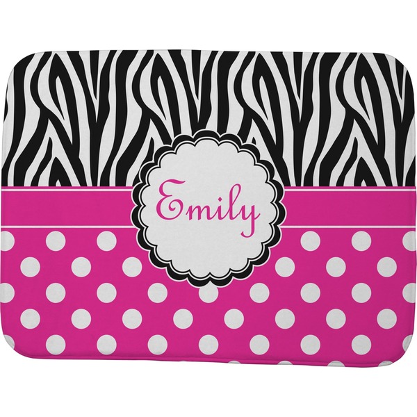 Zebra Print & Polka Dots Memory Foam Bath Mat 48 X 36