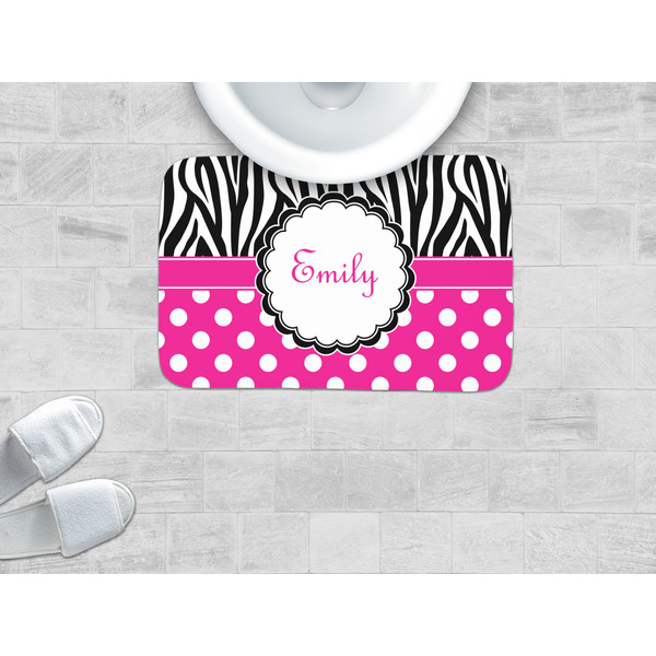 Zebra Print & Polka Dots Memory Foam Bath Mat - LIFESTYLE