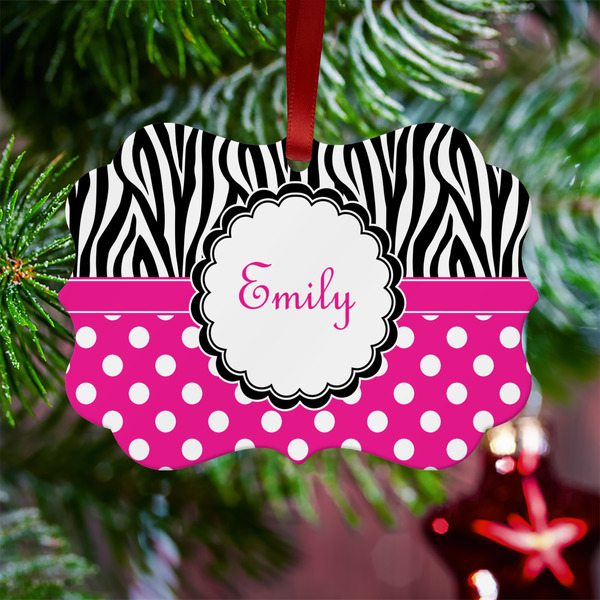 Zebra Print & Polka Dots Metal Benilux Ornament - Lifestyle