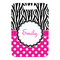 Zebra Print & Polka Dots Metal Luggage Tag - Front Without Strap