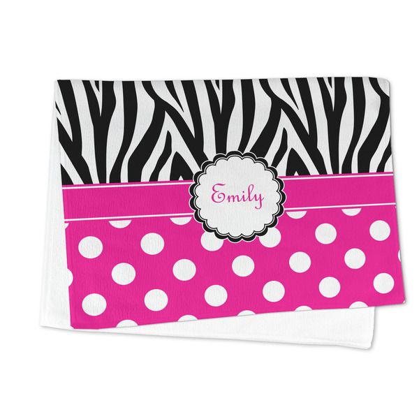 Zebra Print & Polka Dots Microfiber Dish Towel - FOLDED HALF