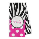 Zebra Print & Polka Dots Kitchen Towel - Microfiber (Personalized)