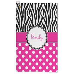 Zebra Print & Polka Dots Microfiber Golf Towel (Personalized)