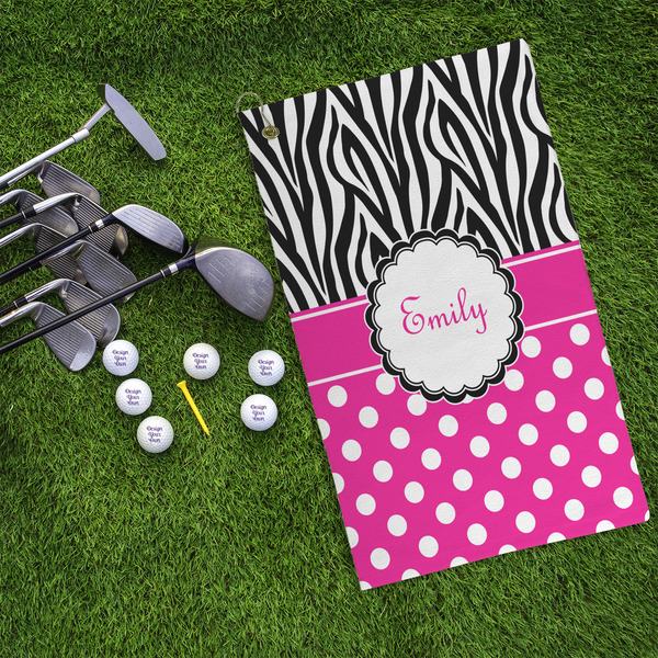 Zebra Print & Polka Dots Microfiber Golf Towels - LIFESTYLE