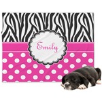 Zebra Print & Polka Dots Dog Blanket - Large (Personalized)