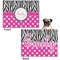 Zebra Print & Polka Dots Microfleece Dog Blanket - Regular - Front & Back