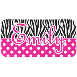 Zebra Print & Polka Dots Mini/Bicycle License Plate (2 Holes) (Personalized)
