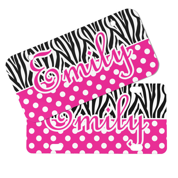 Zebra Print & Polka Dots Mini License Plates - MAIN (4 and 2 Holes)