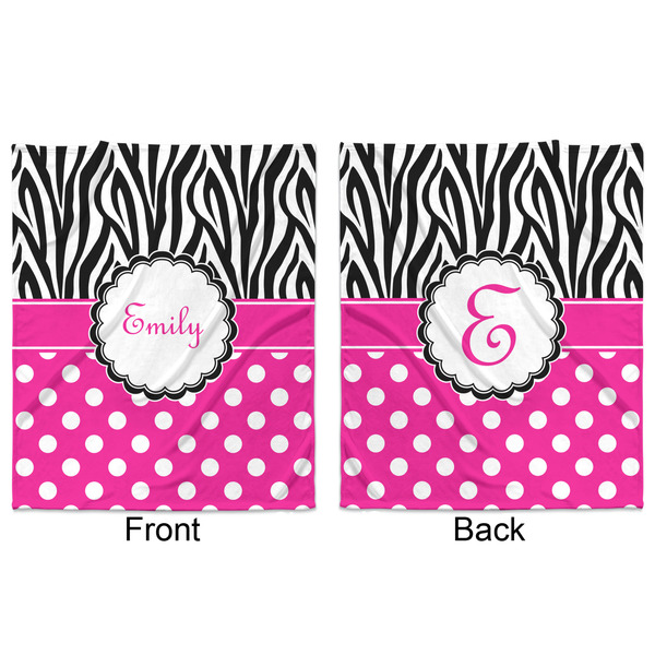 Zebra Print & Polka Dots Minky Blanket - 50"x60" - Double Sided - Front & Back