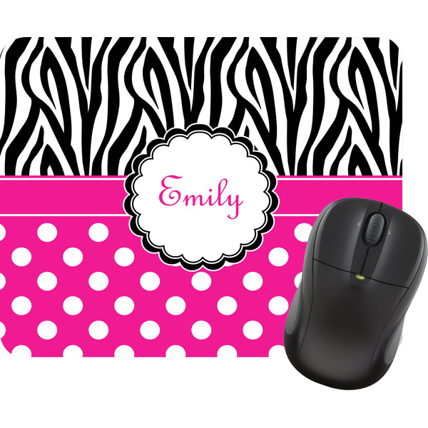 Custom Zebra Print & Polka Dots Rectangular Mouse Pad (Personalized)