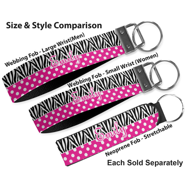 Zebra Print & Polka Dots Multiple Key Ring comparison sizes