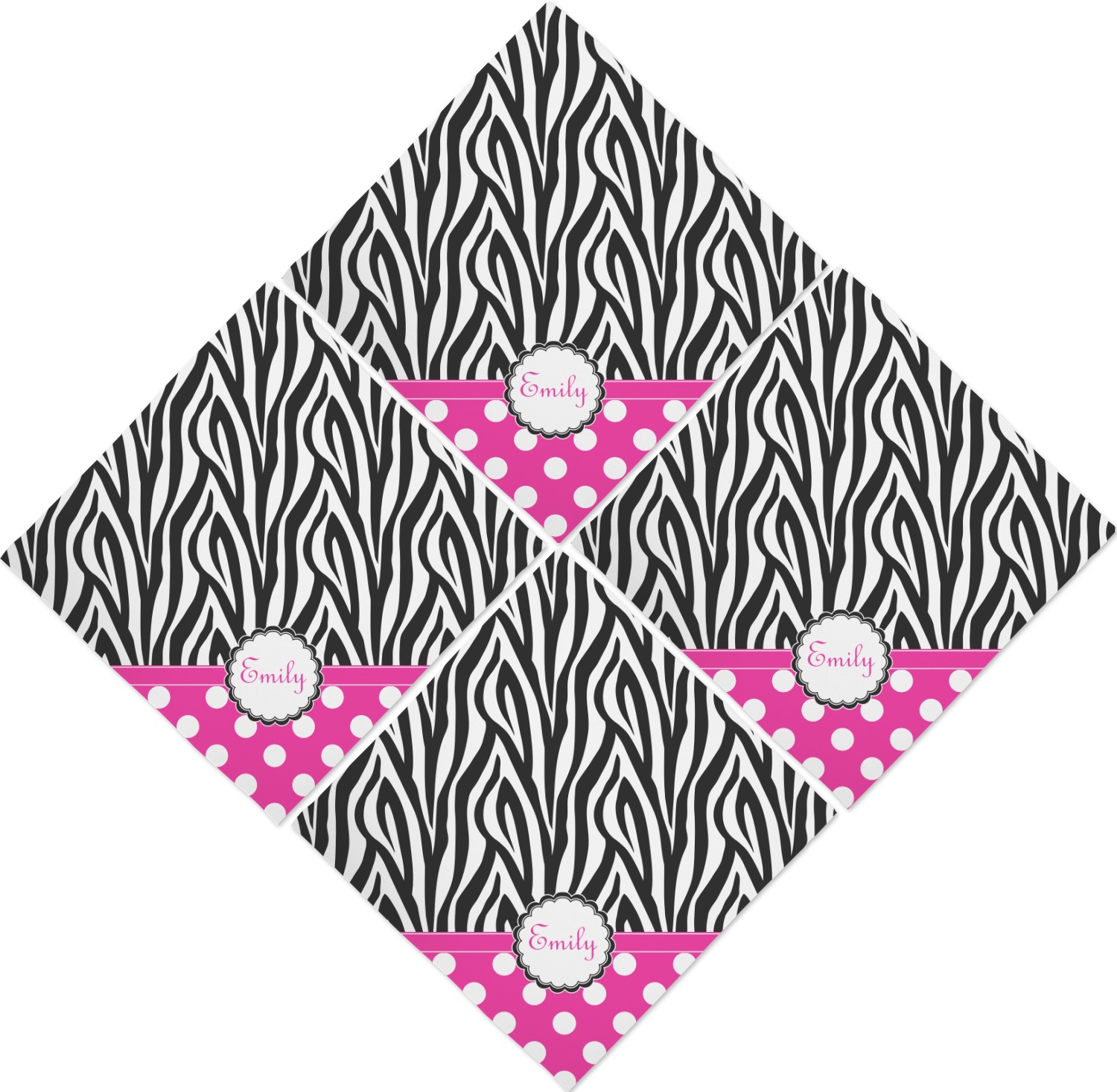 Zebra Print & Polka Dots Cloth Napkins (Set of 4) (Personalized