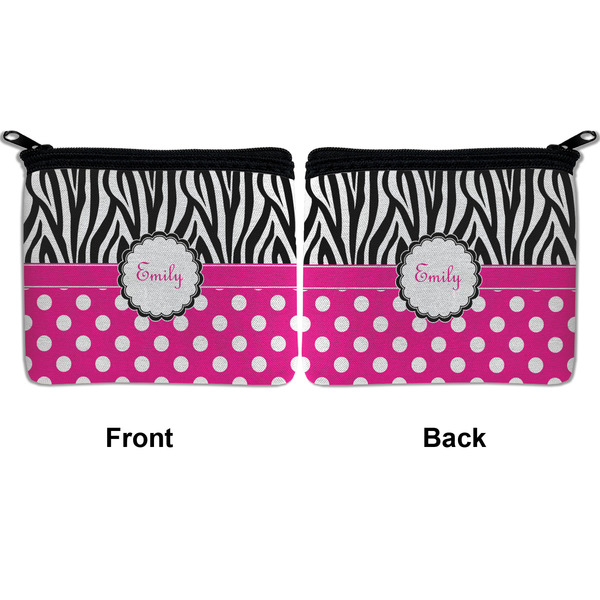 Zebra Print & Polka Dots Neoprene Coin Purse - Front & Back (APPROVAL)
