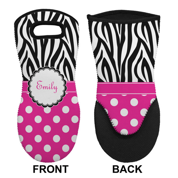 Zebra Print & Polka Dots Neoprene Oven Mitt (Front & Back)